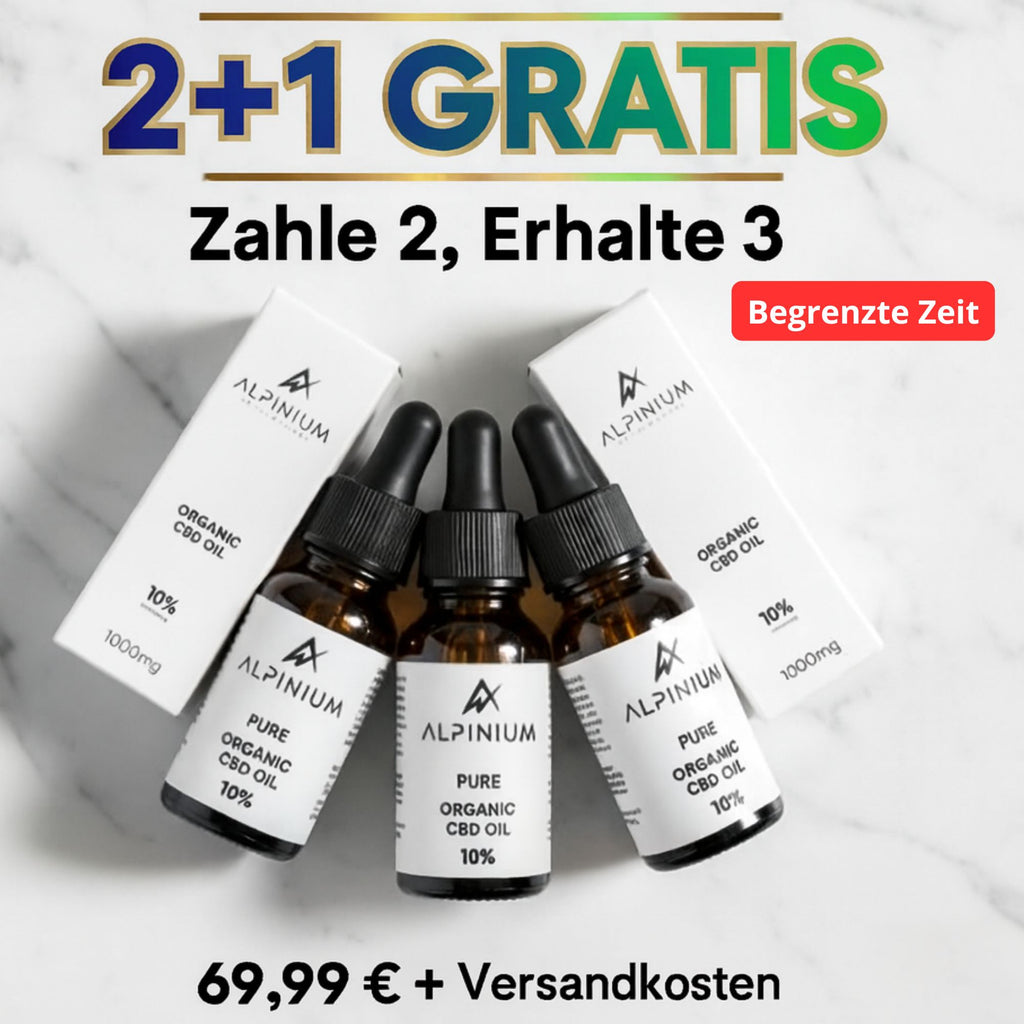 3 Flaschen Alpinium CBD Öl 10% zum Preis von 2