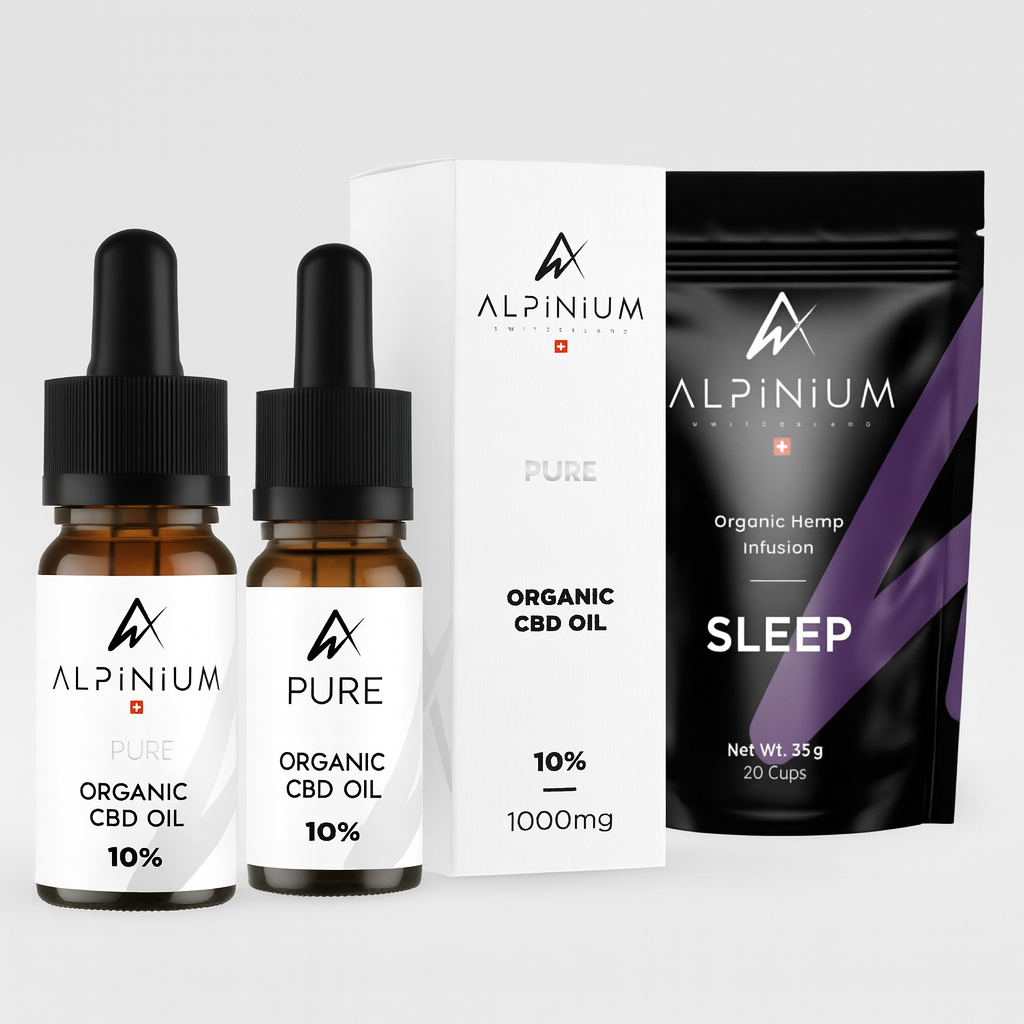 Alpinium Paket: 2x CBD-Öl + Sleep-Tee GRATIS