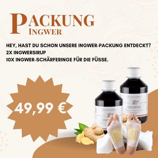 Ingwer-Packung | 2x Ingwersirup und 10x Ingwer-Schärferinge für die Füße